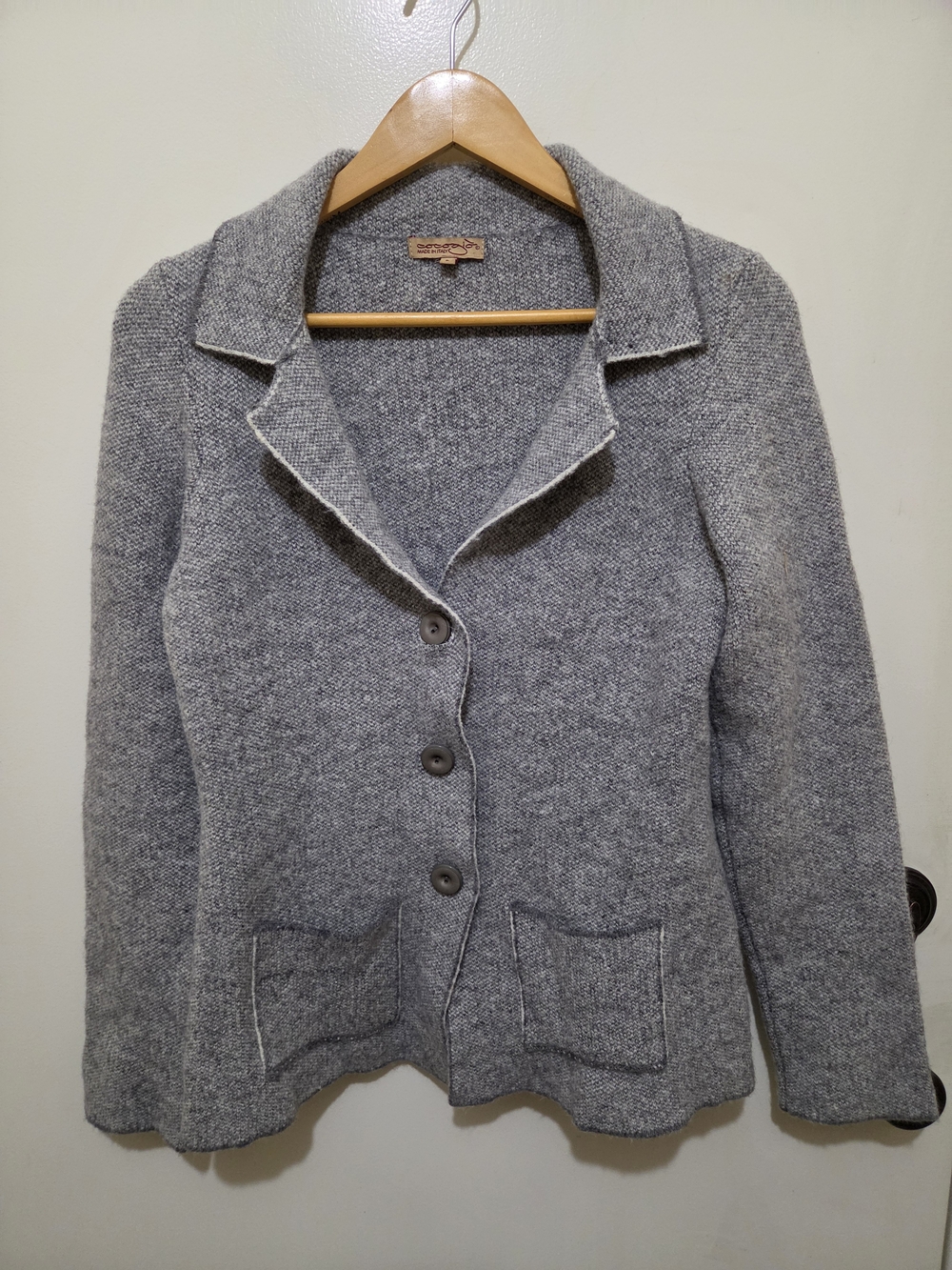 Cocogio made in Italy Grey Knit Button-Front Women's Blazer Jacket